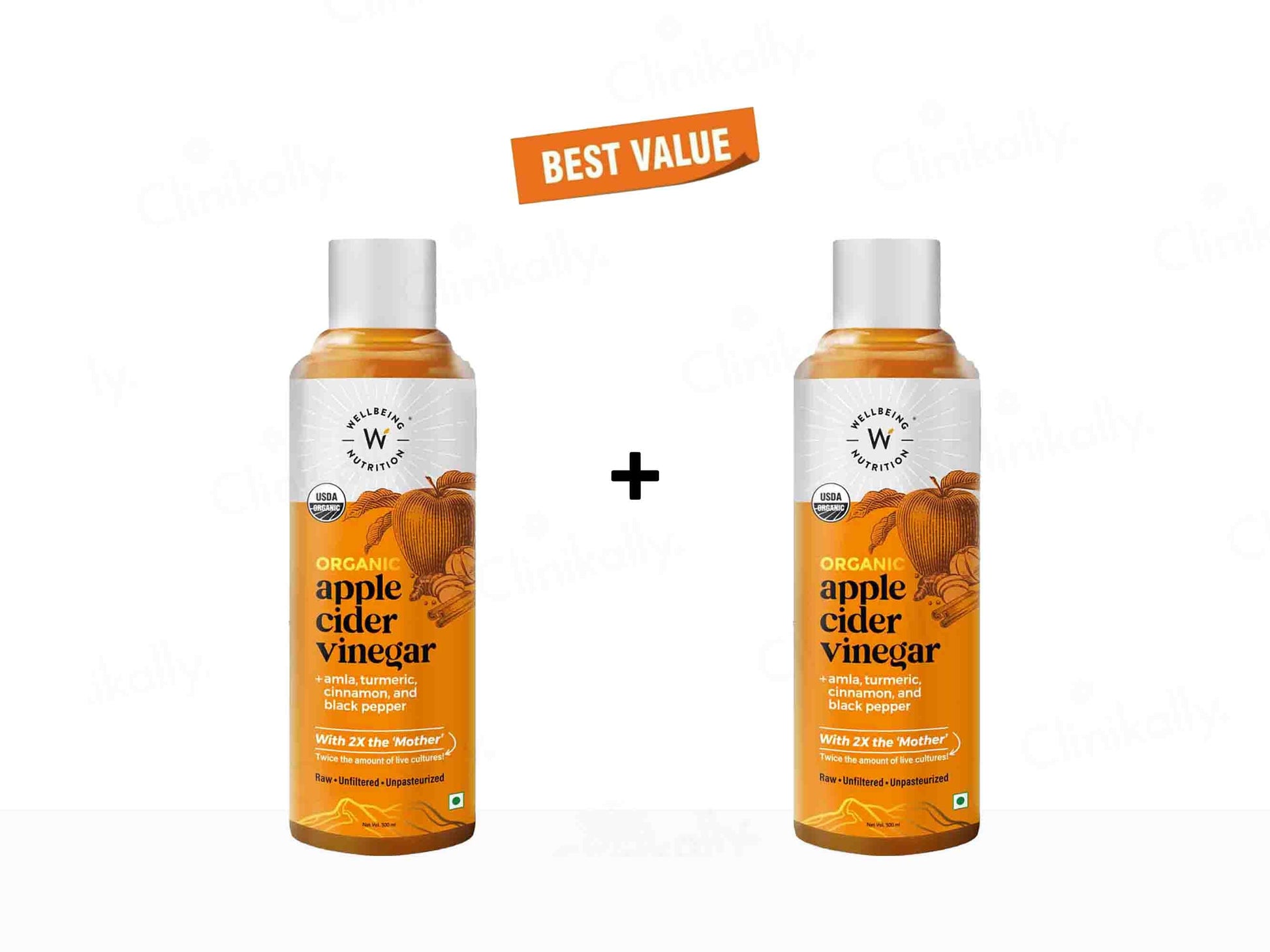 Wellbeing Nutrition Organic Apple Cider Vinegar with Amla, Turmeric, Cinnamon & Black Pepper