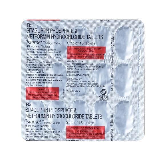 Istamet 50 mg/1000 mg - Strip of 15 Tablets