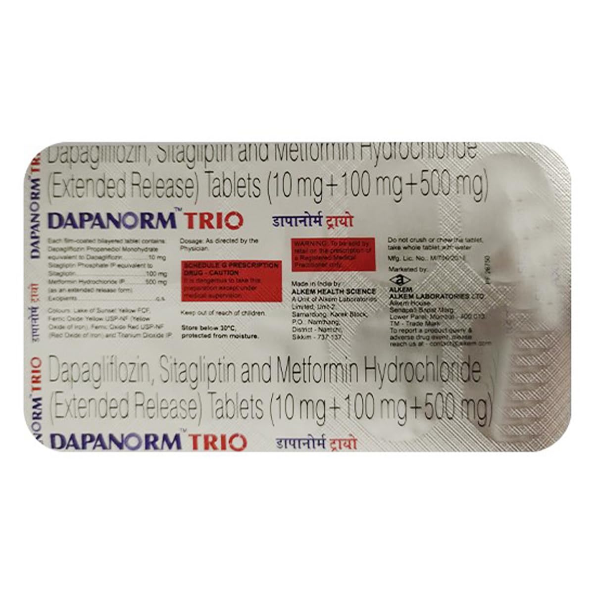 Dapanorm Trio 10/100/500 - Strip of 10 Tablets