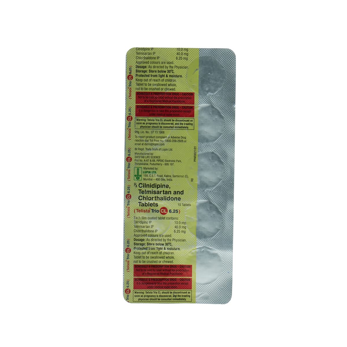 Telista Trio CL 6.25MG - Strip of 10 Tablets