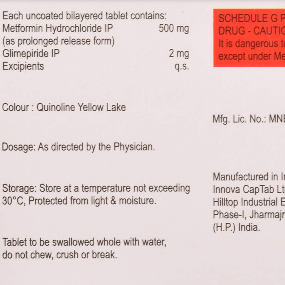 Switglim-M 2/500 - Strip of 15 Tablets