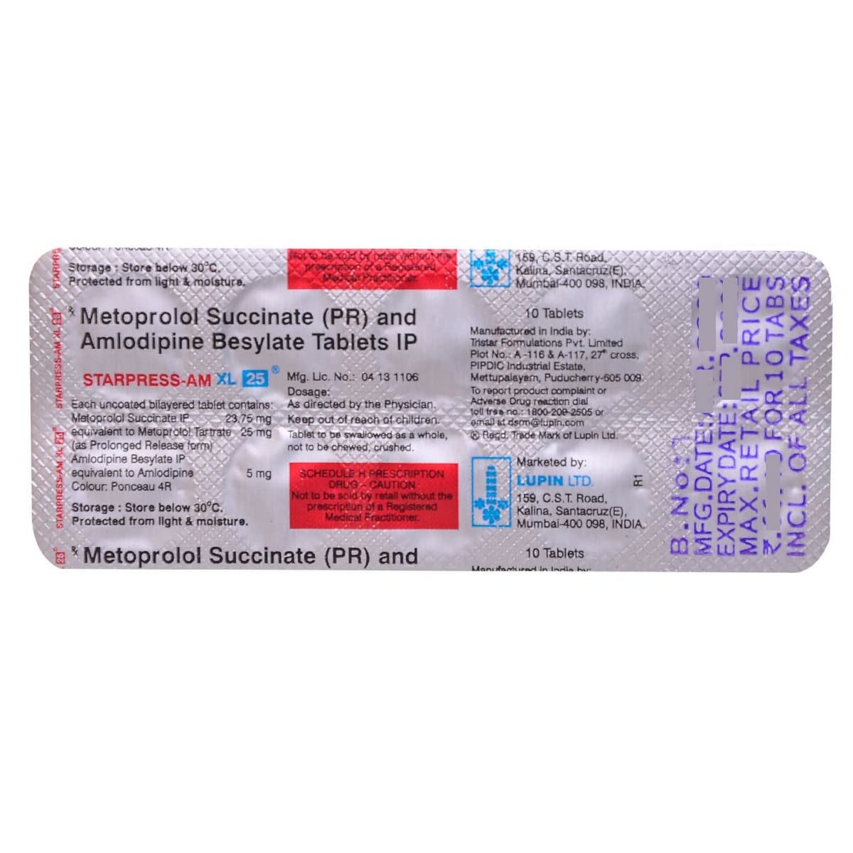 Starpress-AM XL 25MG - Strip of 10 Tablets