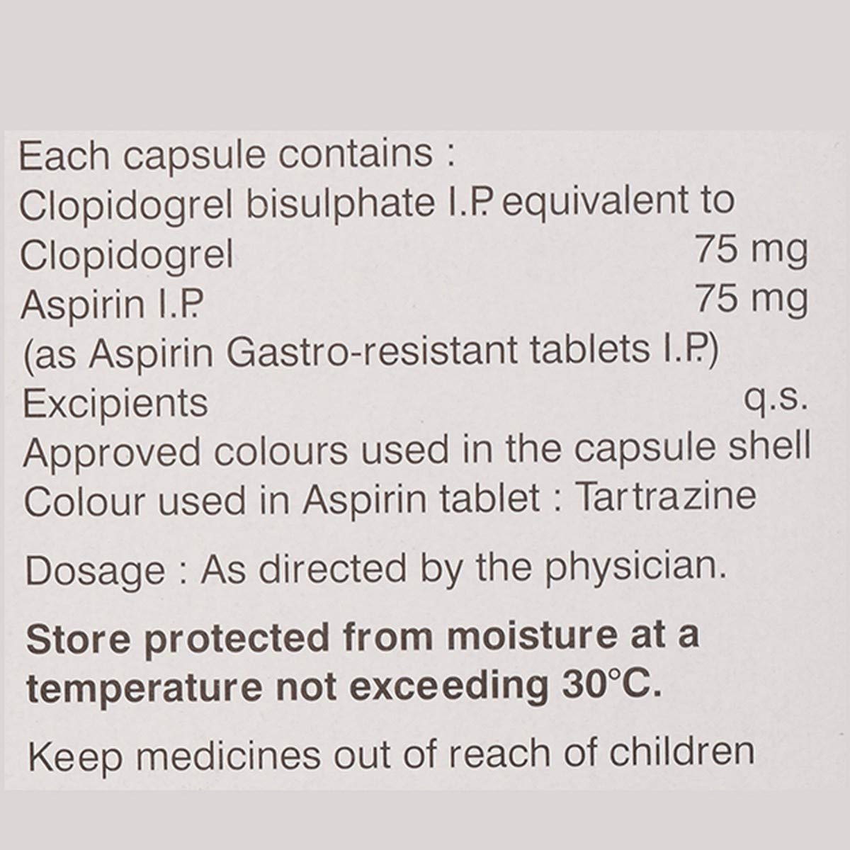 Clopitab A 75 - Strip of 15 Capsules