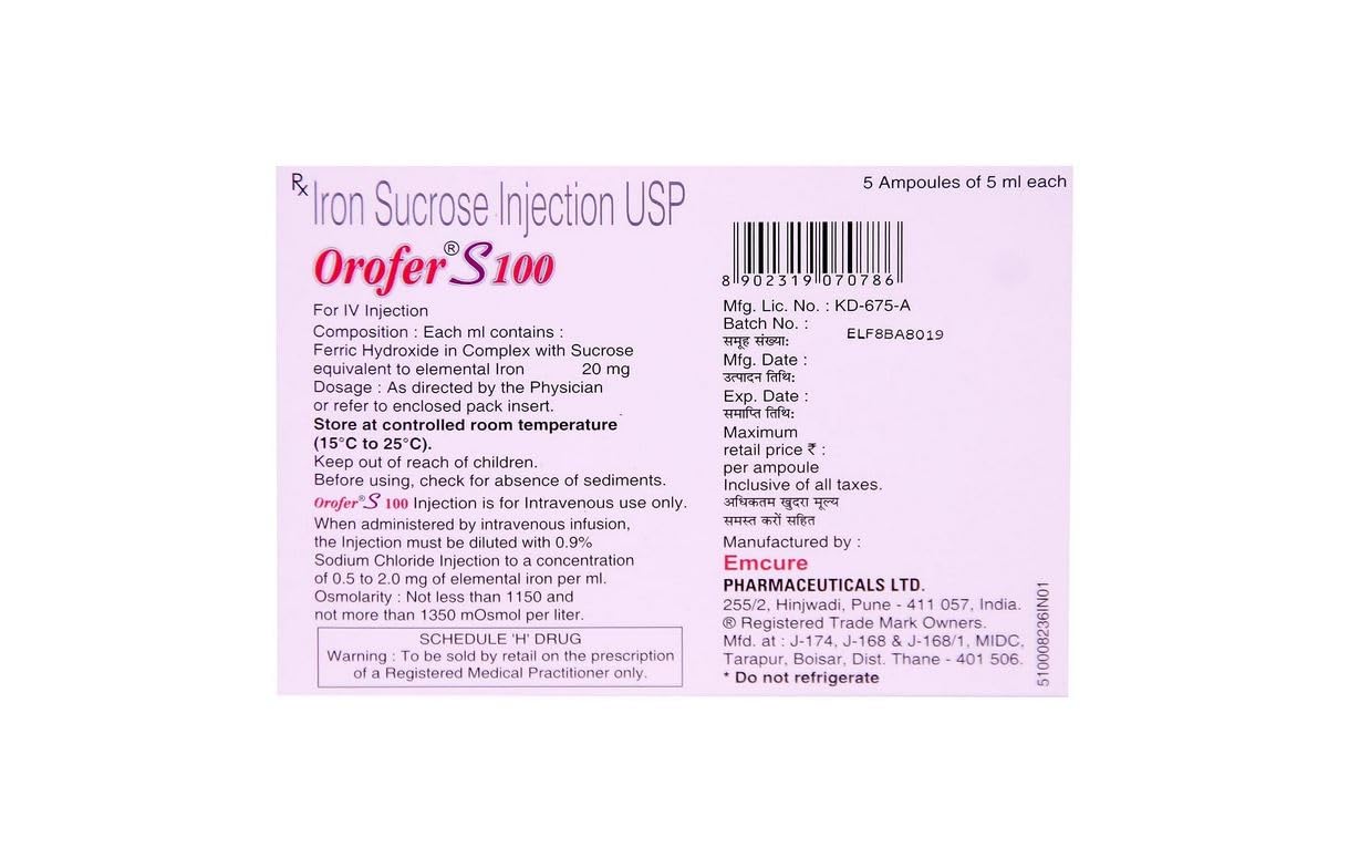 OROFER S 100MG/5ML - Bottle of 5ml Injection