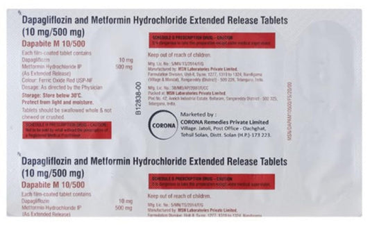 DAPABITE M 10/500MG - Strip of 10 Tablets