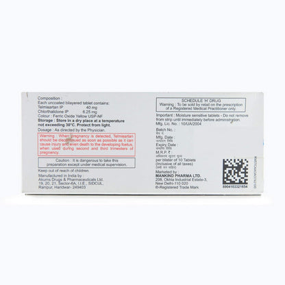 Telmikind-CT 40/6.25 -Strip of 10 Tablets