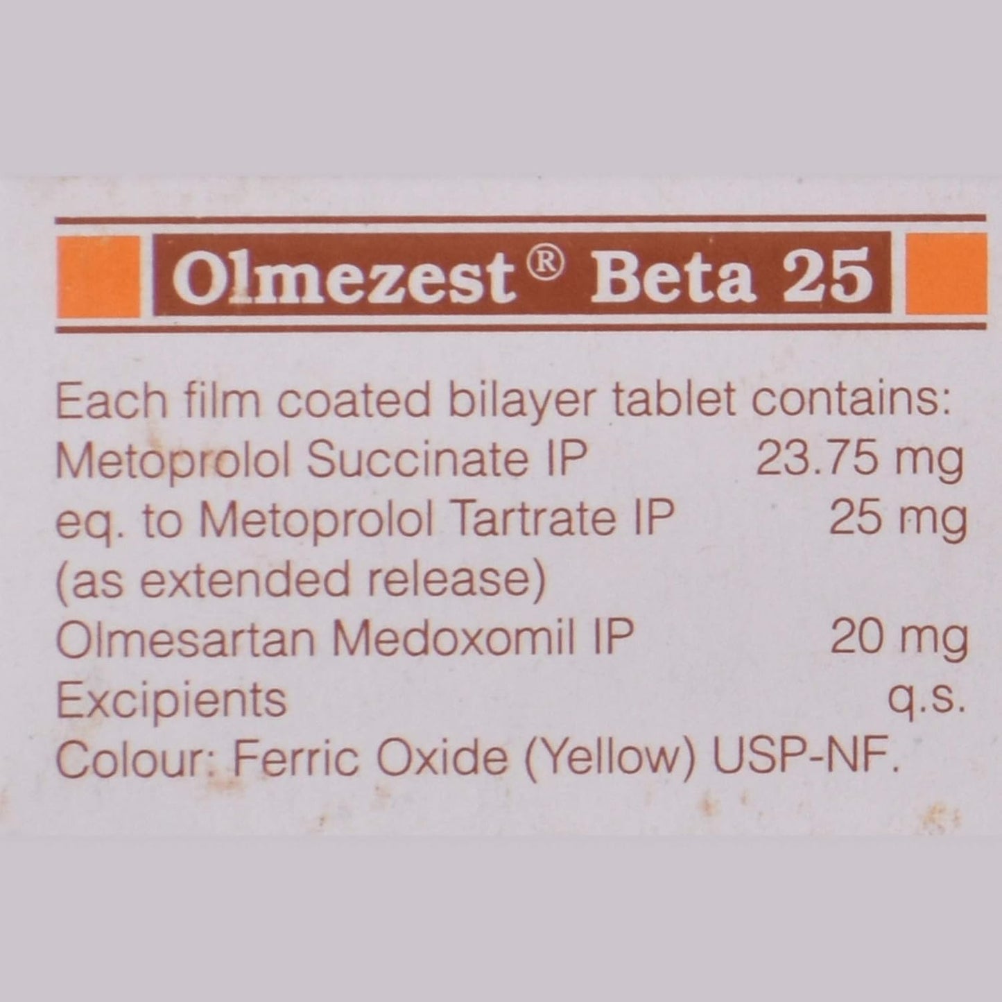 Olmezest Beta 25 - Strip of 10 Tablets