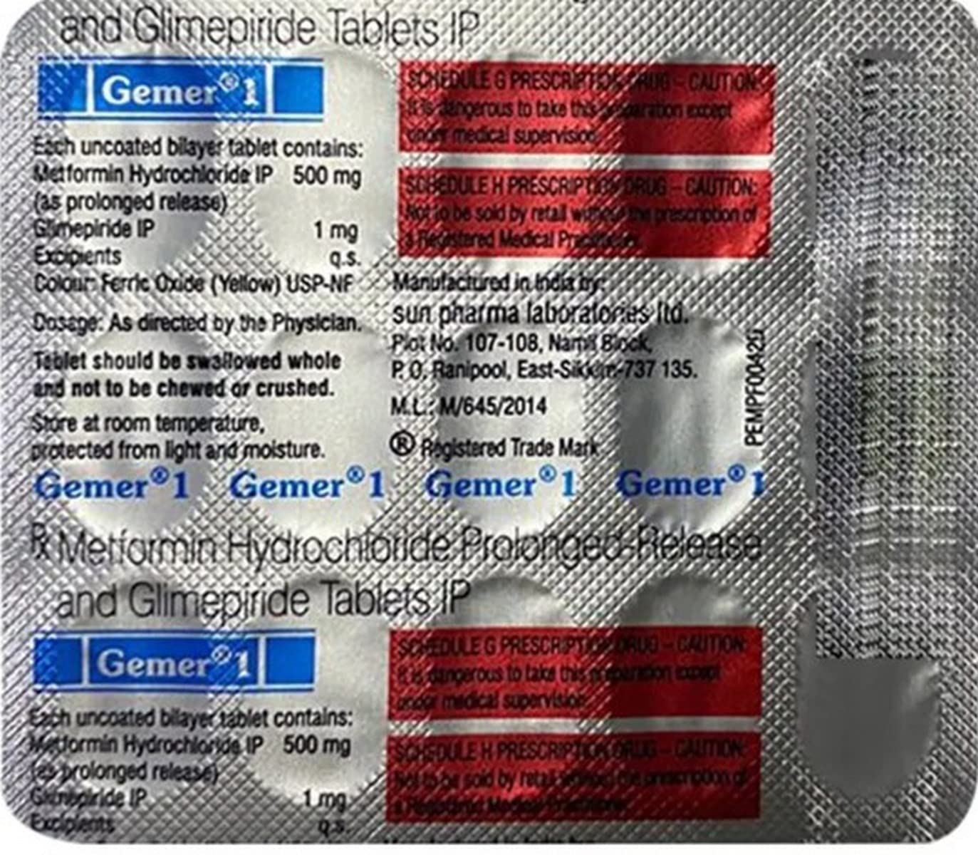 GEMER 1 - Strip of 15 Tablets