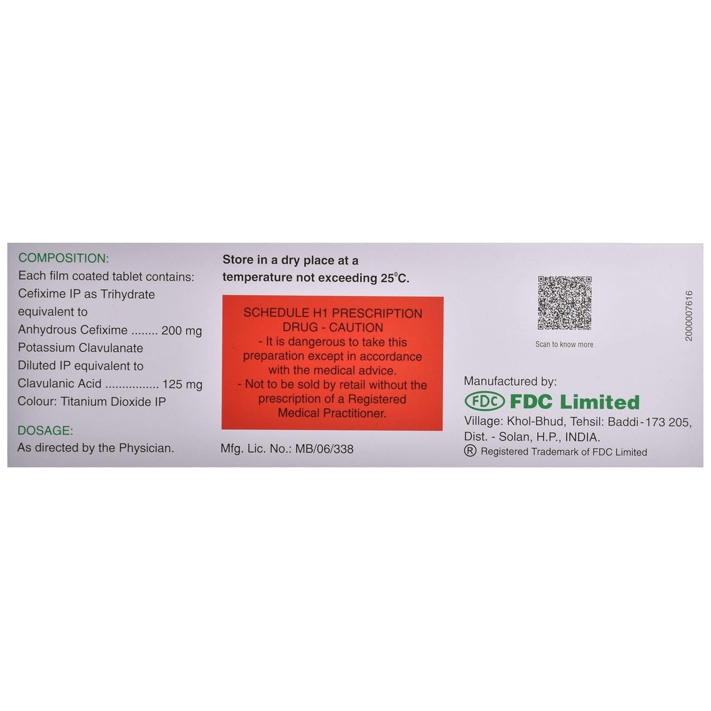 Zifi CV 200 - Strip of 10 Tablets