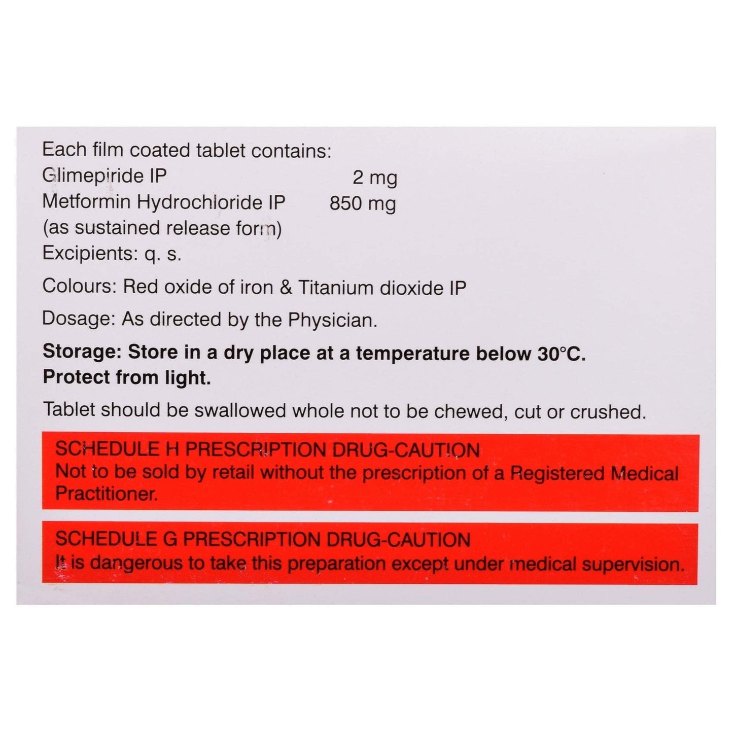 Glycomet- GP 2/850 - Strip of 10 Tablets