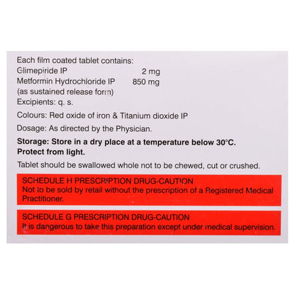 Glycomet- GP 2/850 - Strip of 10 Tablets