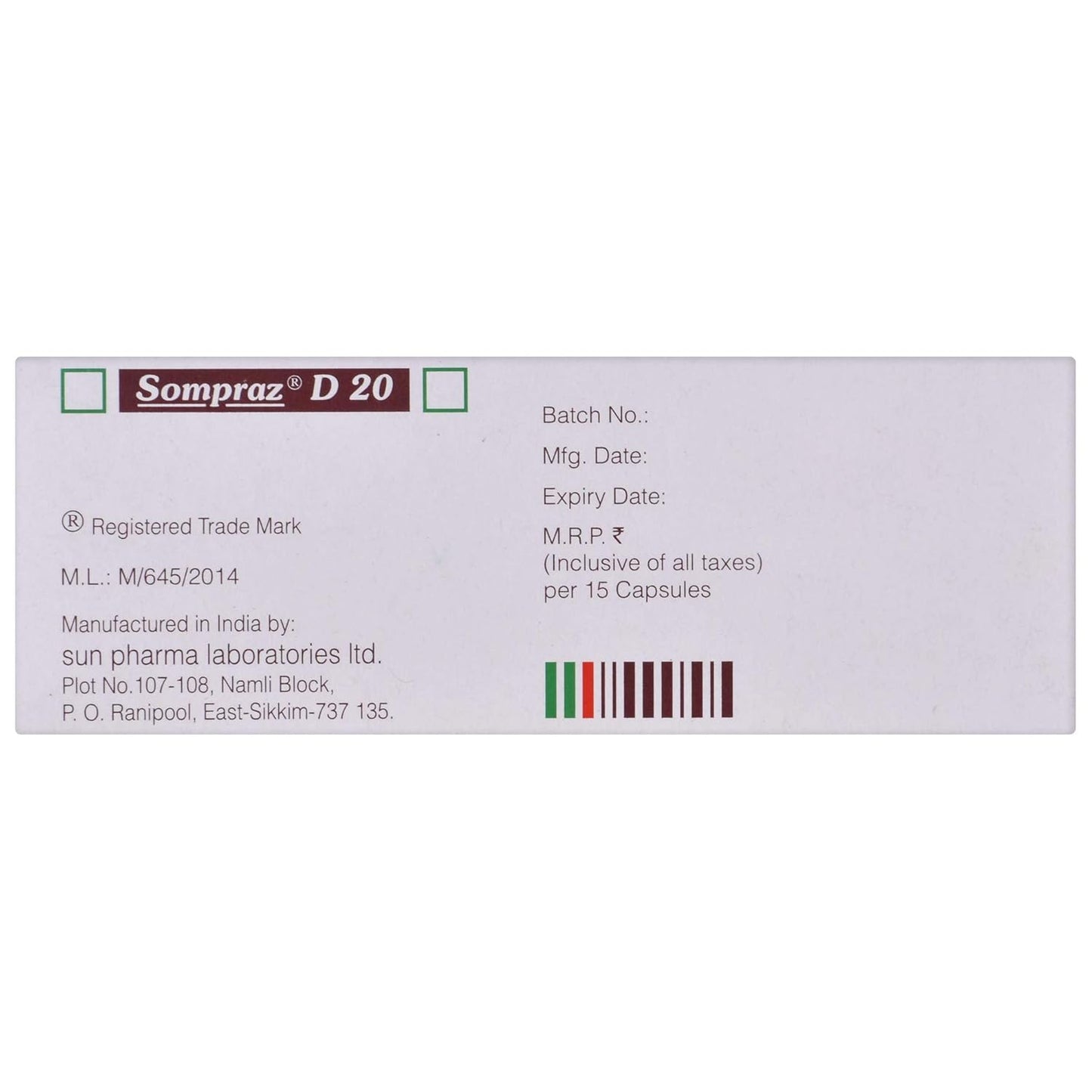 Sompraz D 20 - Strip of 15 Capsules