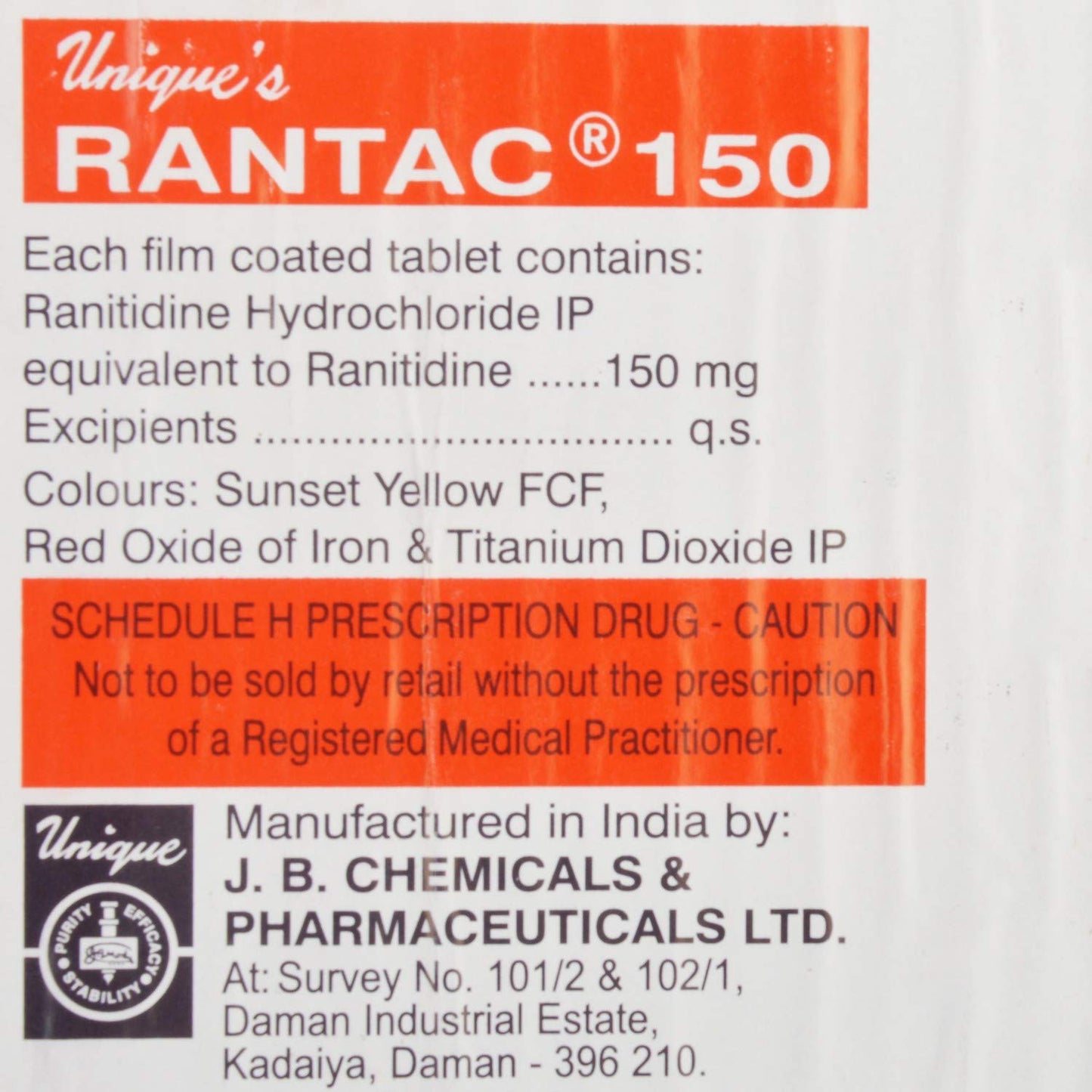 Rantac 150 - Strip of 30 Tablets