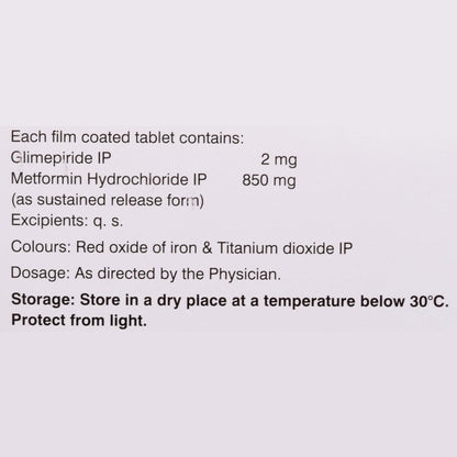 Glycomet- GP 2/850 - Strip of 10 Tablets