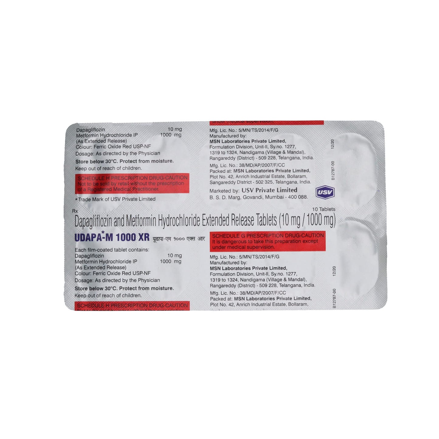 Udapa-M 1000 XR - Strip of 10 Tablets