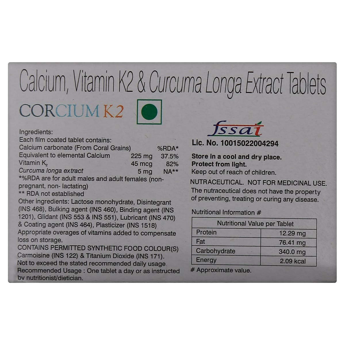 CORCIUM K2 - Strip of 10 Tablets