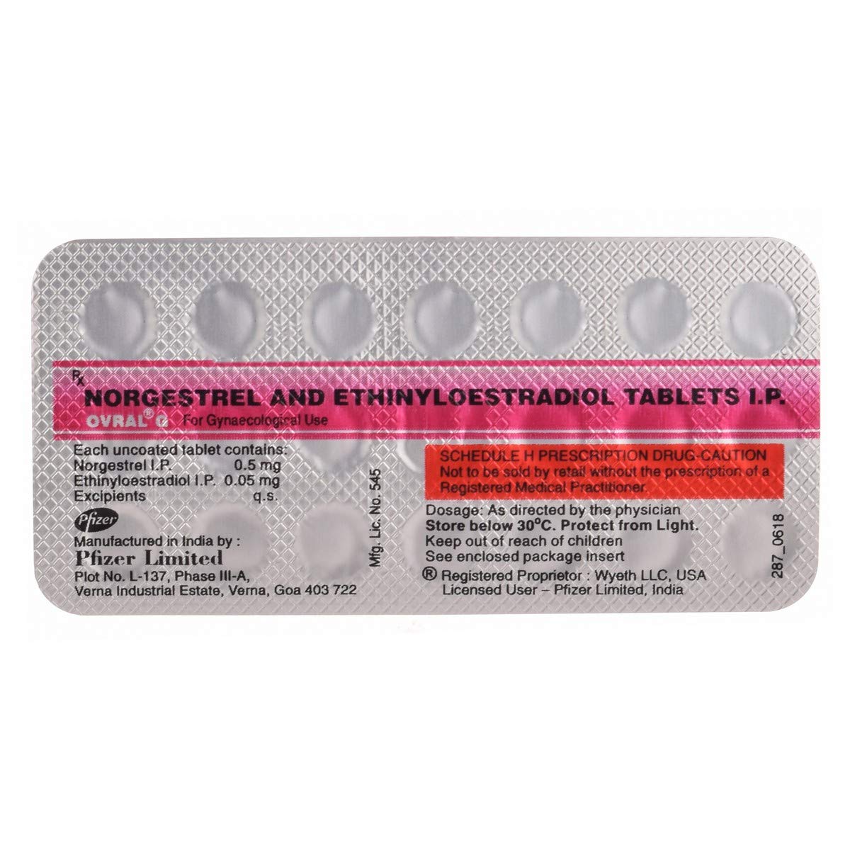 Ovral G - Strip of 20 Tablets