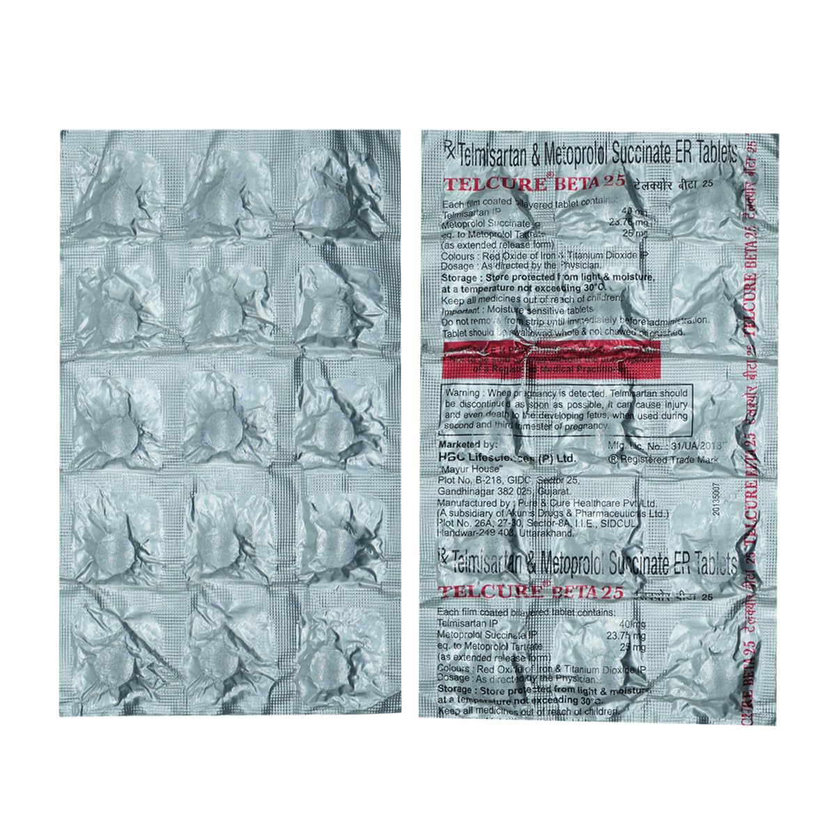 Telcure Beta 25 - Strip of 15 Tablets