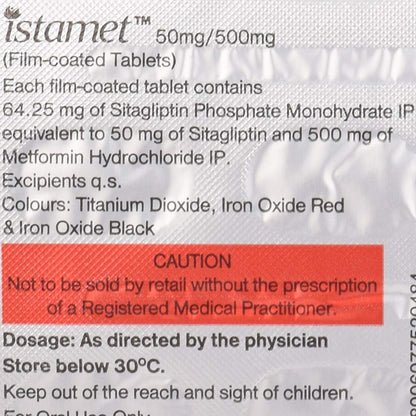 Istamet 50mg/500mg - Strip of 15 Tablets