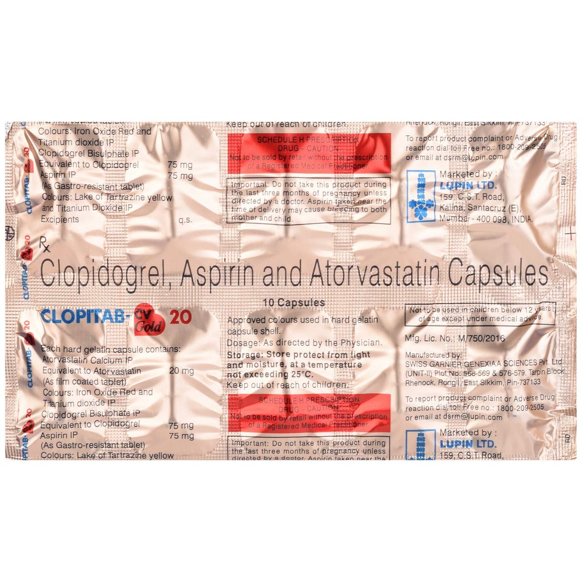 Clopitab CV Gold 20 - Strip of 10 Capsules