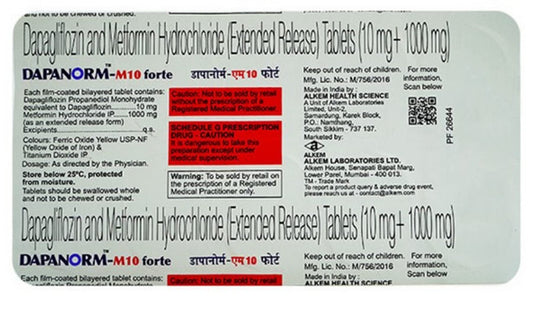 DAPANORM-M 10 FORTE - Strip of 10 Tablets