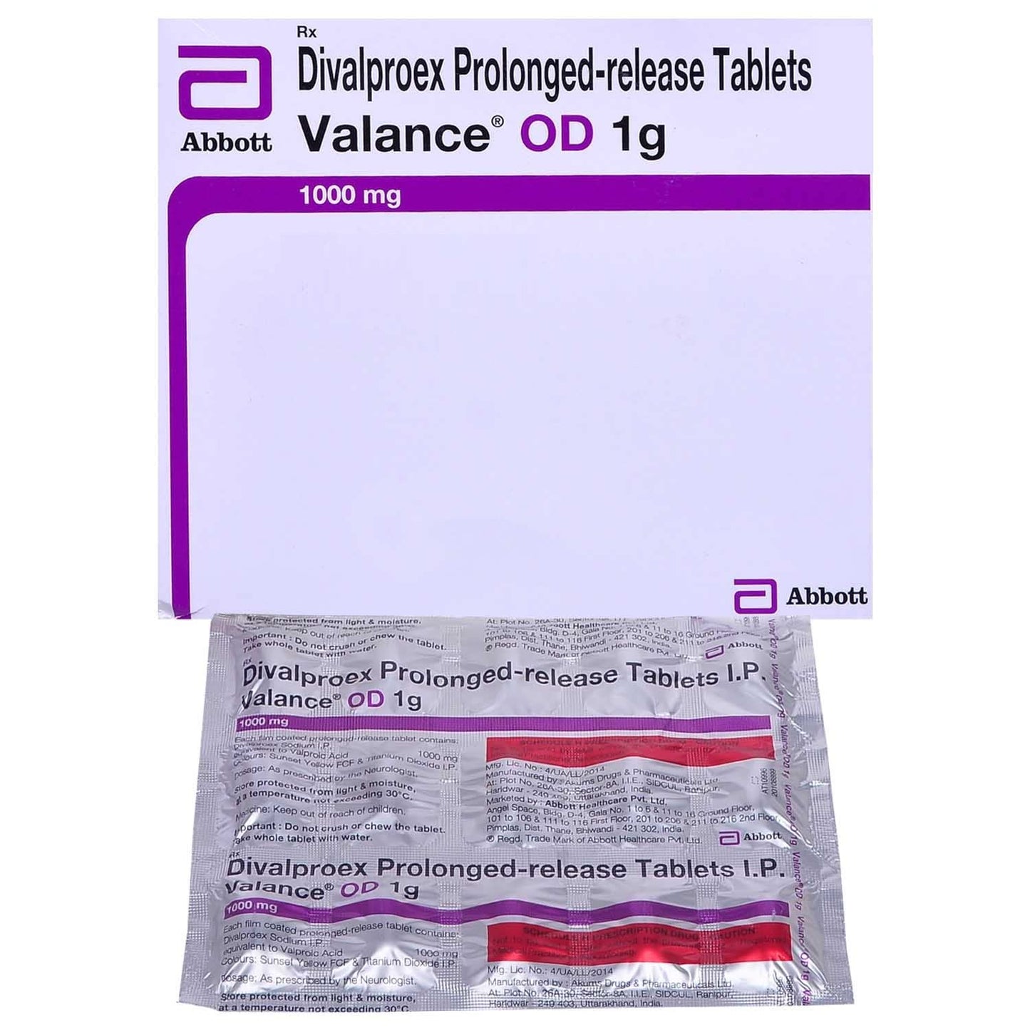 Valance Od 1G - Strip of 15 Tablets