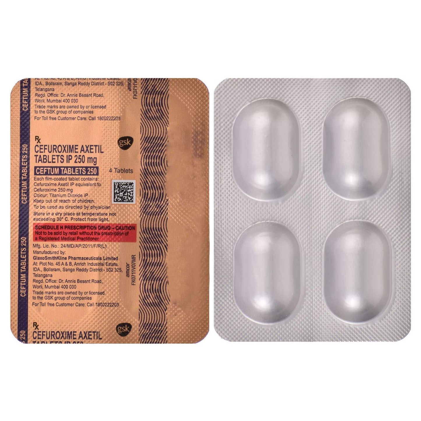 Ceftum 250 - Strip of 4 Tablets