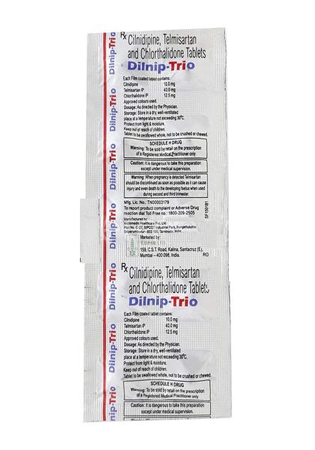 Dilnip Trio - Strip of 10 Tablets