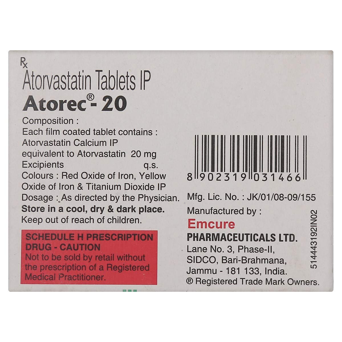 Atorec 20 - Strip of 10 Tablets