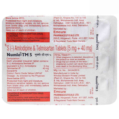 Numlo-TM 5/40MG - Strip of 15 Tablets