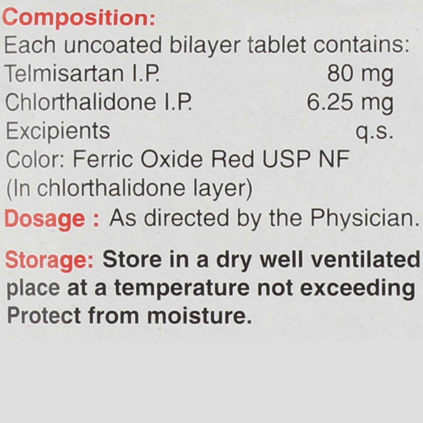 Telma-CT 80mg/6.25mg - Strip of 15 Tablets