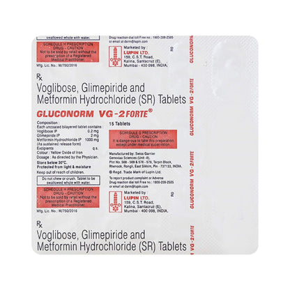 Gluconorm VG - 2 Forte - Strip of 15 Tablets