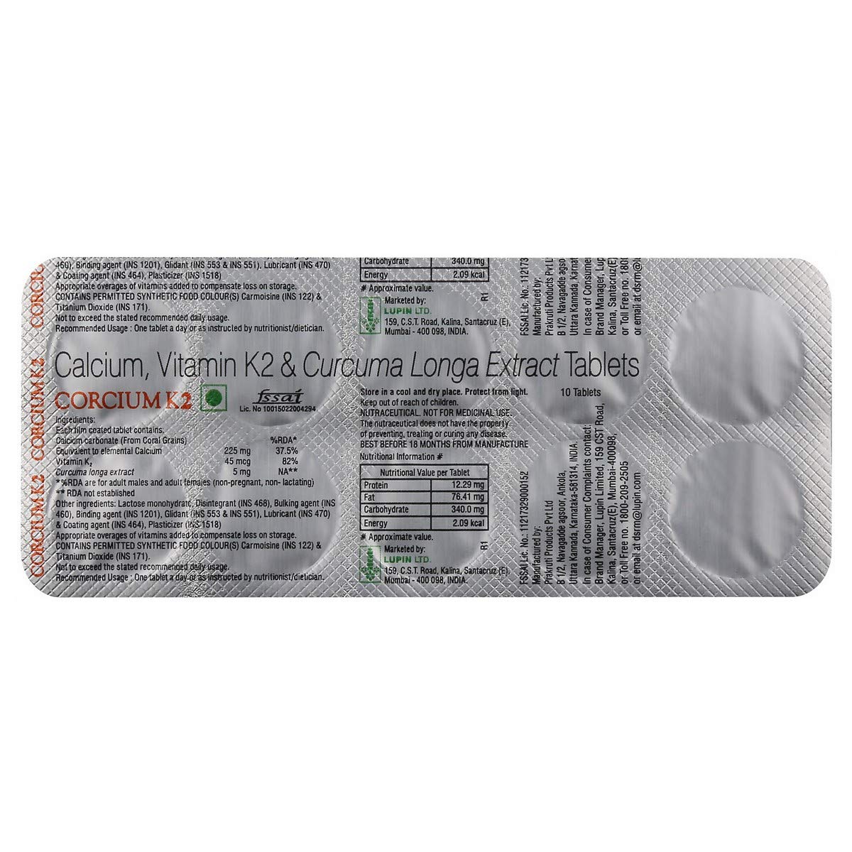 CORCIUM K2 - Strip of 10 Tablets