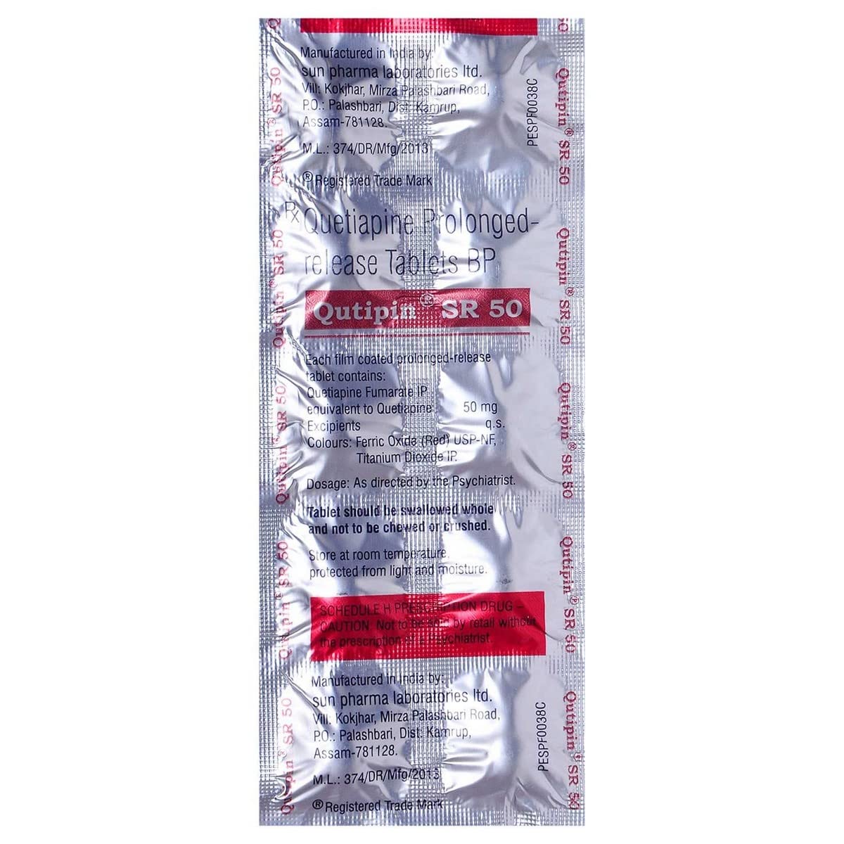 Qutipin SR 50MG - Strip of 10 Tablets