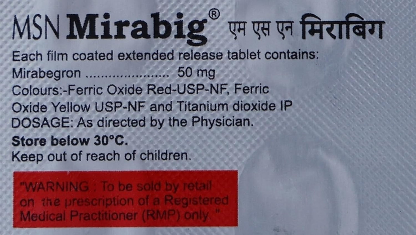 Mirabig 50mg - Strip of 10 Tablets