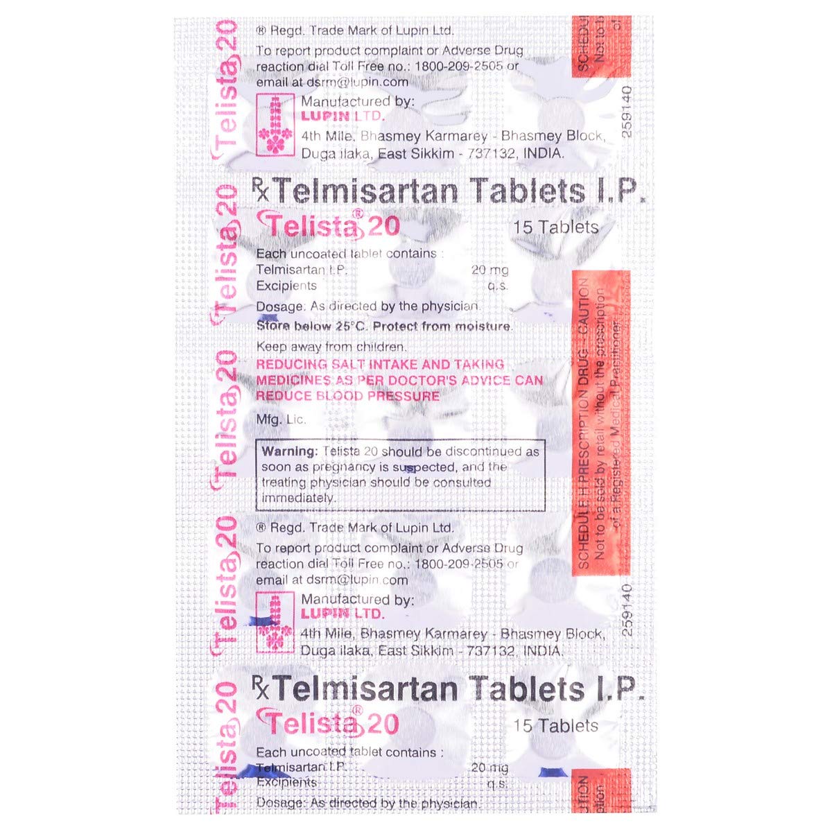 Telista 20 - Strip of 15 Tablets