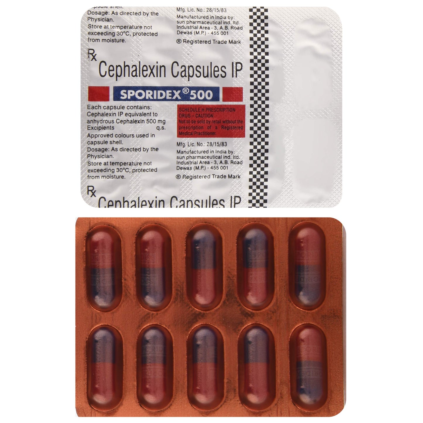 Sporidex 500 - Strip of 10 Capsules