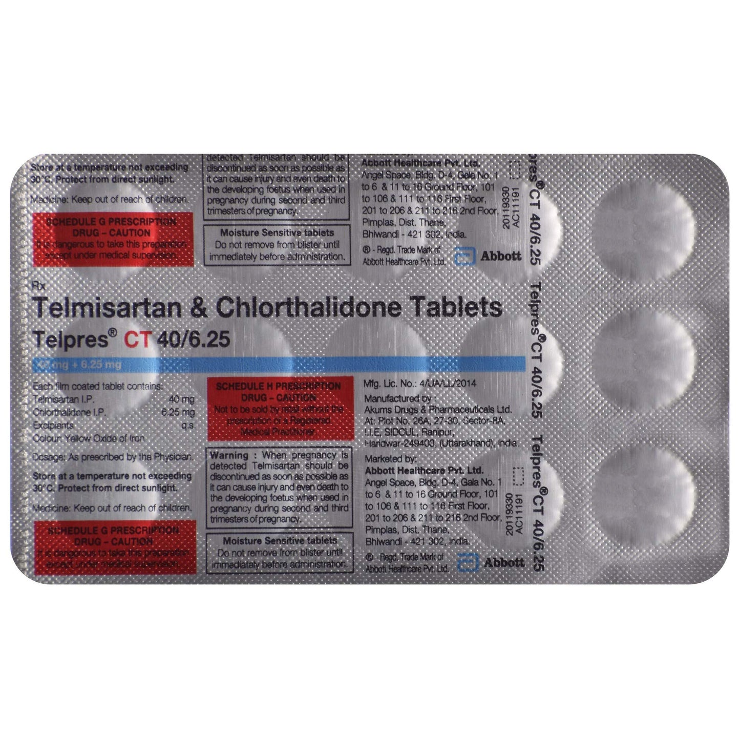 Telpres CT 40/6.25 - Strip of 15 Tablets