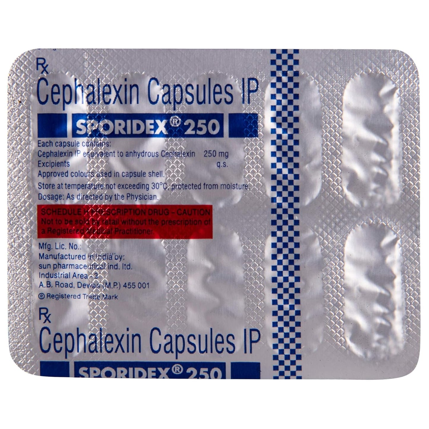 Sporidex 250 - Strip of 10 Capsules