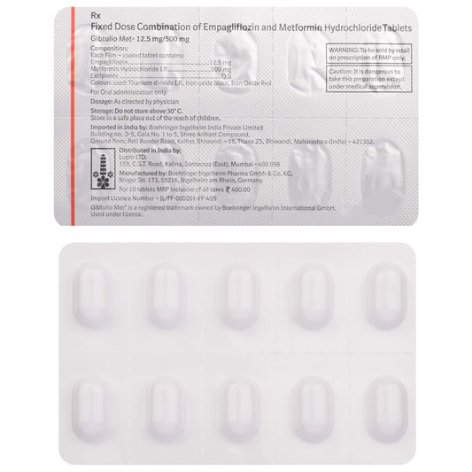 Gibtulio Met 12.5 mg/ 500 mg - Strip of 10 Tablets