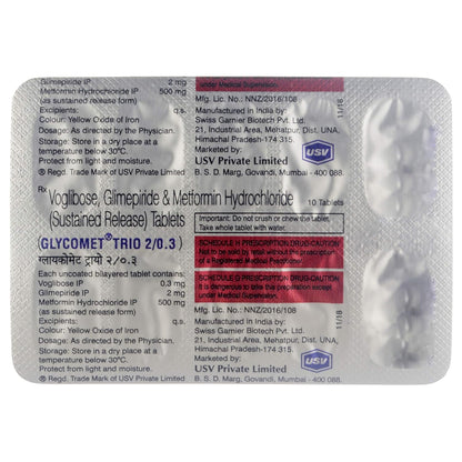 Glycomet Trio 2/0.3 - Strip of 10 Tablets