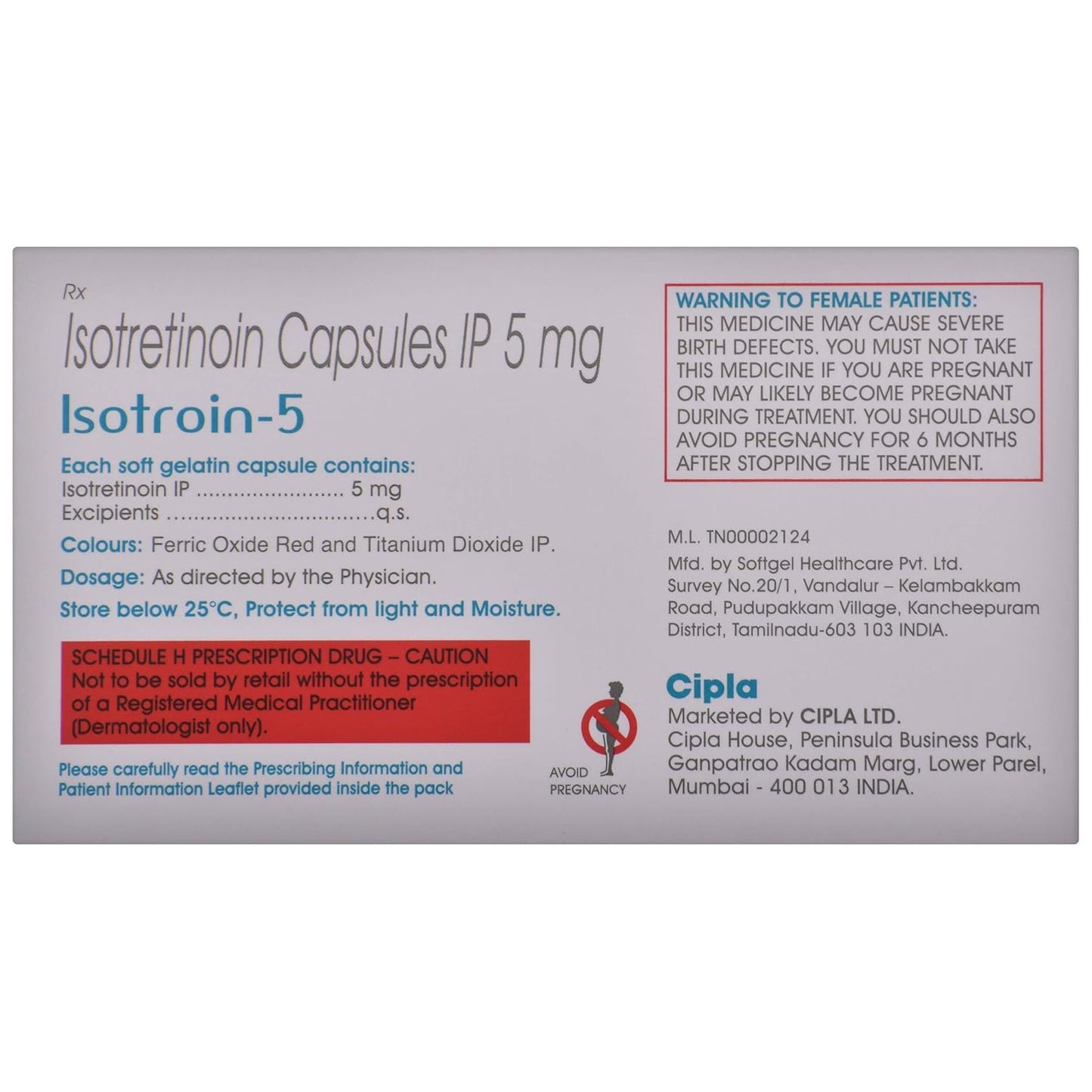 Isotroin-5 - Strip of 10 Capsules