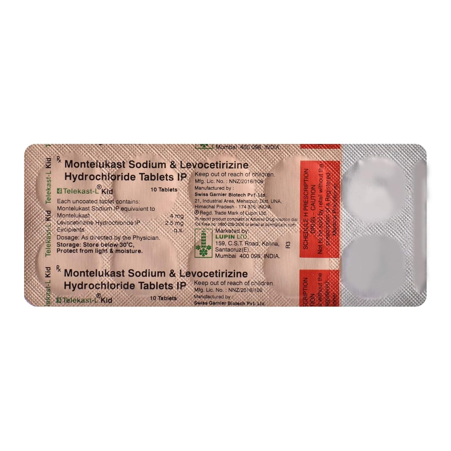 Telekast L Kid - Strip of 10 Tablets