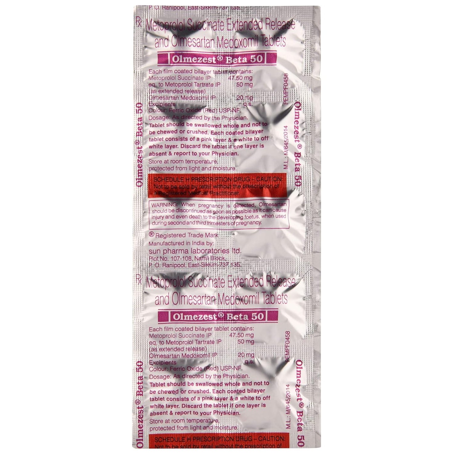 Olmezest Beta 50 - Strip of 10 Tablets