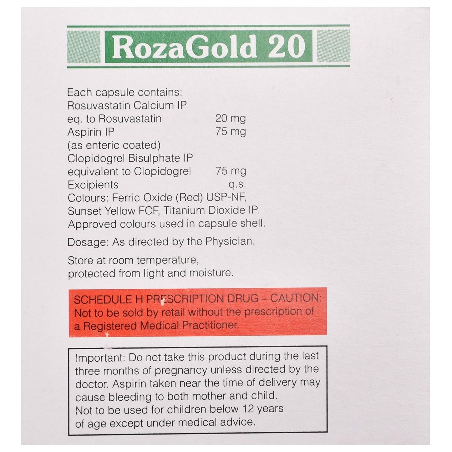 Rozagold 20 - Strip of 10 Capsules