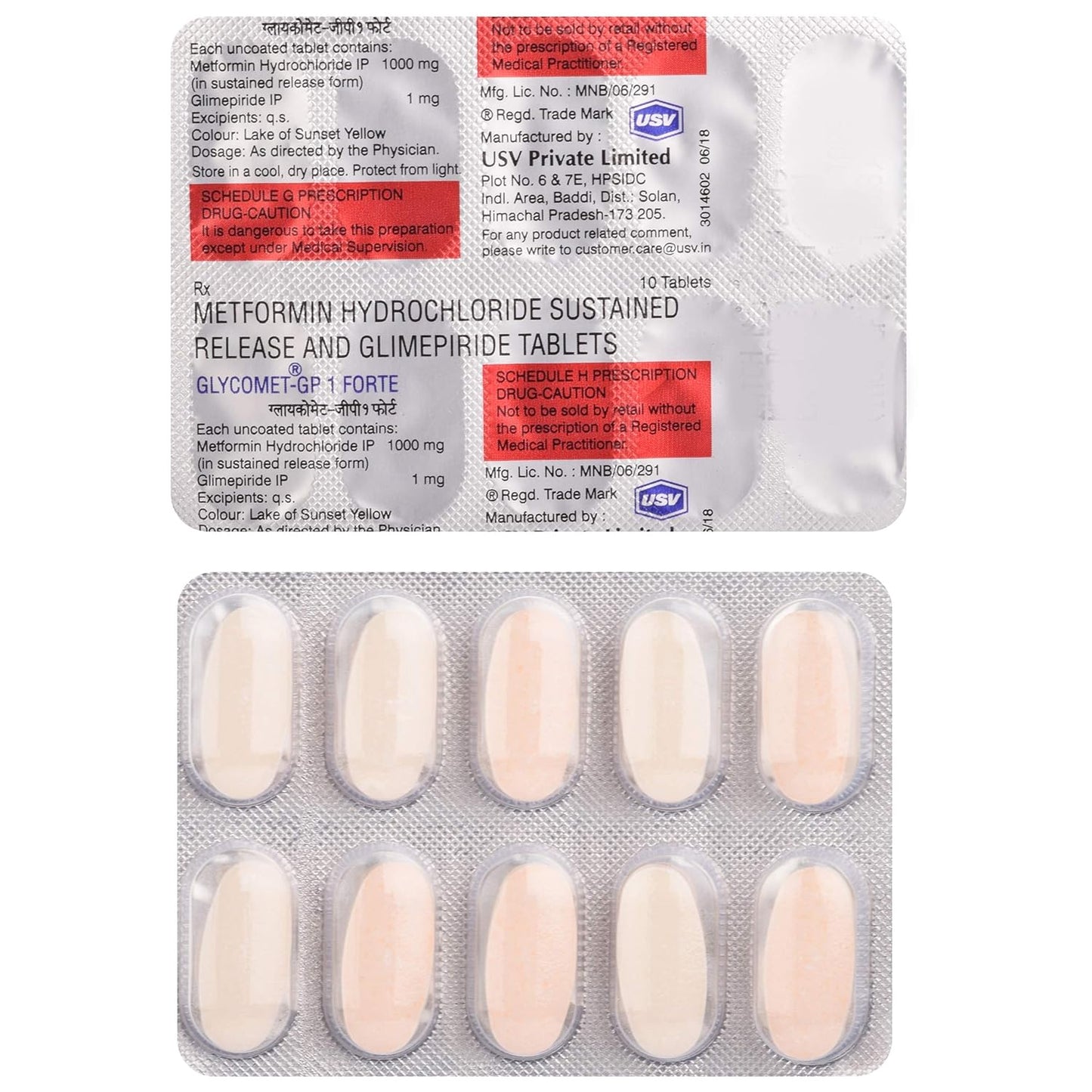 Glycomet Gp1 Forte - 10 Tablets