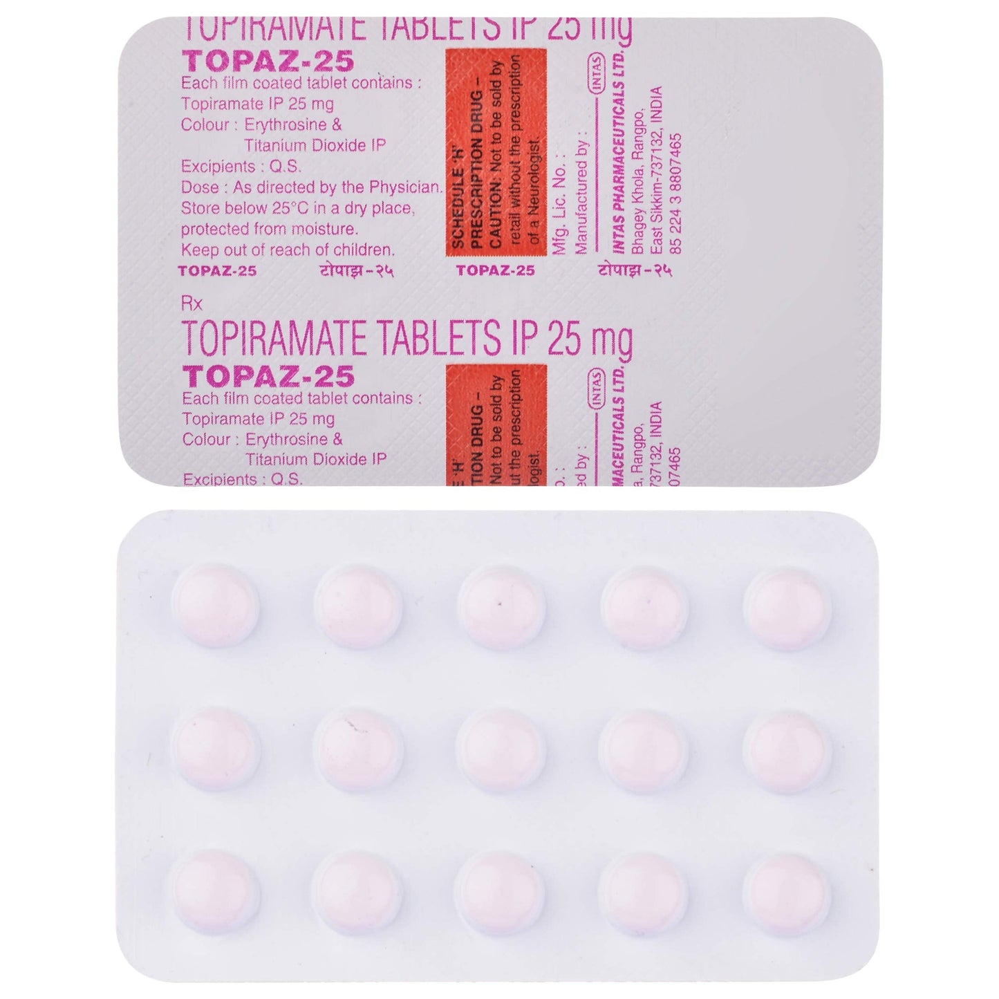 Topaz 25 - Strip of 15 Tablets