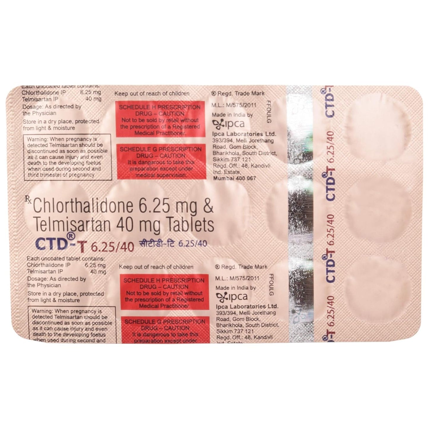 CTD-T 6.25/40 - Strip of 15 Tablets