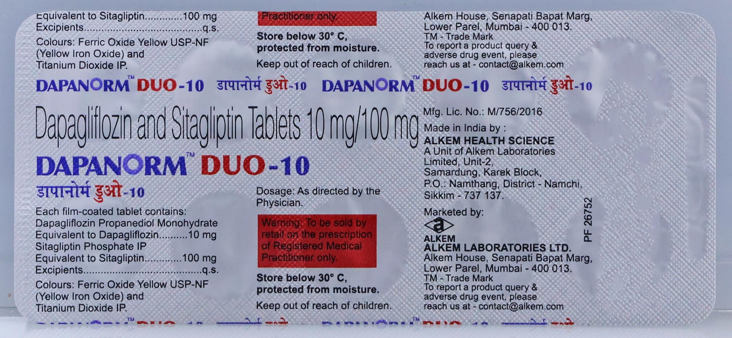 Dapanorm Duo - 10 - Strip of 10 Tablets