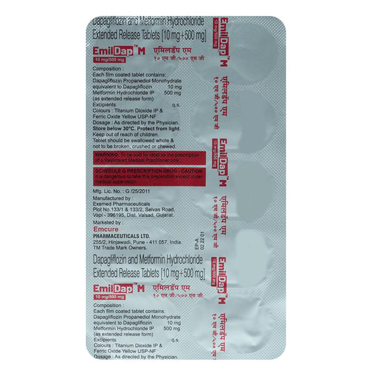 Emildap M 10/500mg - Strip of 10 Tablets